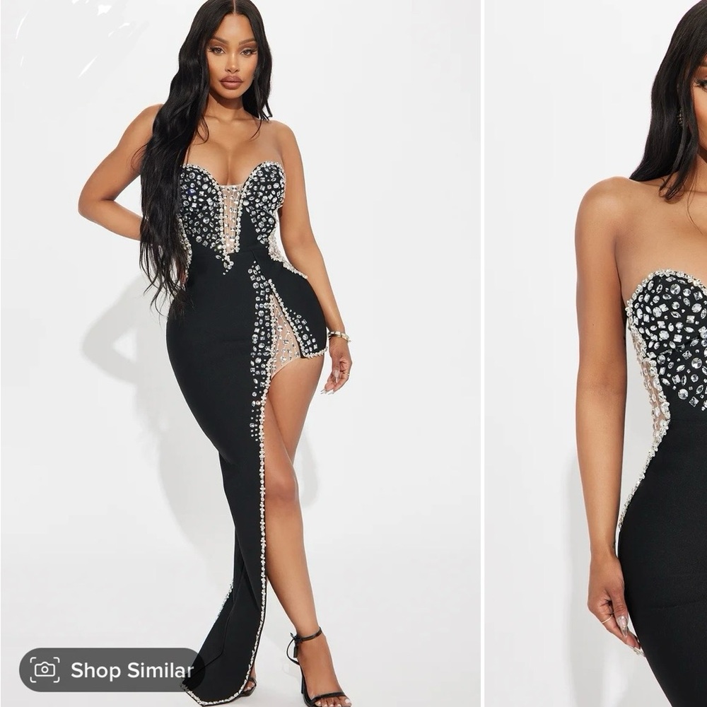 Fashion Nova Dripping Bandage Maxi Dress